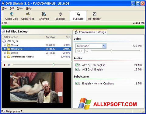 截图 DVD Shrink Windows XP