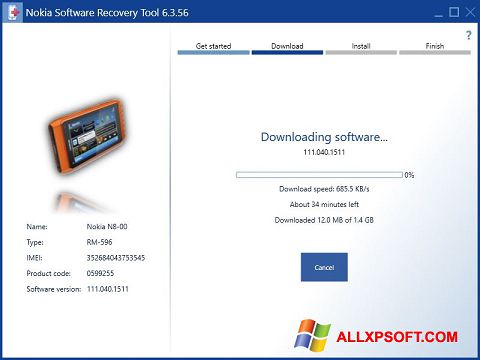 截图 Nokia Software Recovery Tool Windows XP