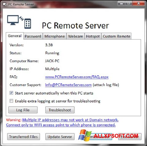 截图 PC Remote Server Windows XP