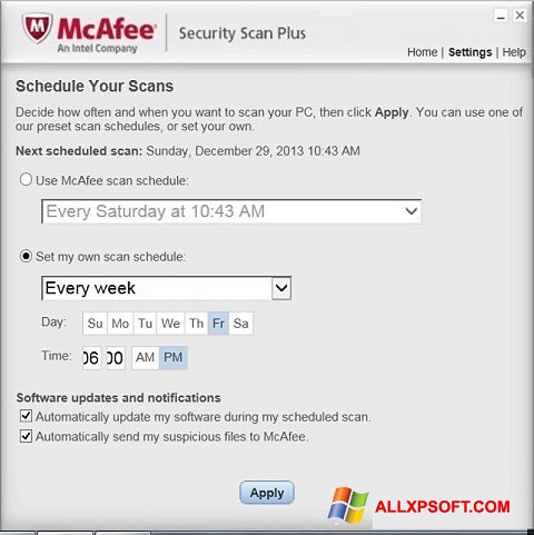 截图 McAfee Security Scan Plus Windows XP