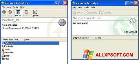 截图 Microsoft ActiveSync Windows XP