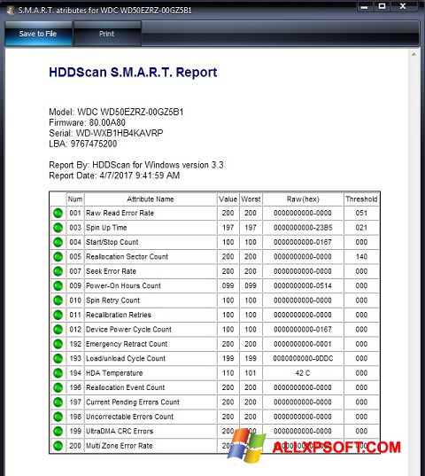 截图 HDDScan Windows XP