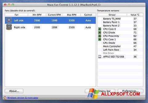 截图 Macs Fan Control Windows XP