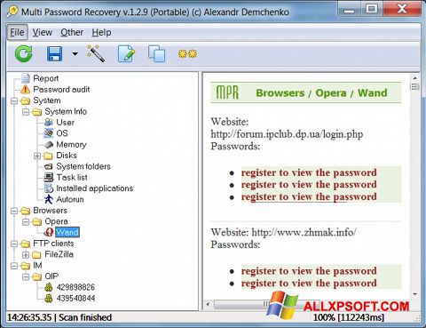 截图 Multi Password Recovery Windows XP