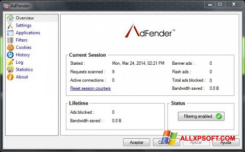 截图 AdFender Windows XP