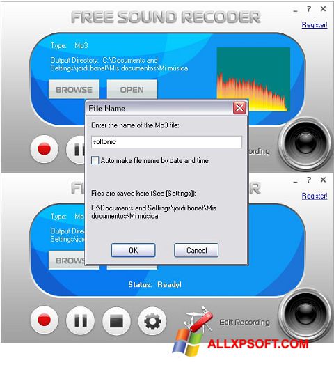 截图 Free Sound Recorder Windows XP