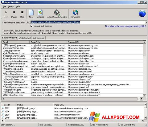 截图 eMail Extractor Windows XP