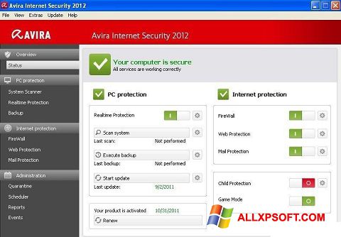 截图 Avira Internet Security Windows XP