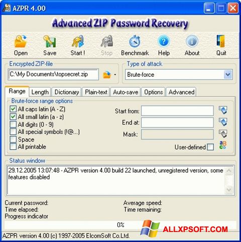 截图 Advanced Archive Password Recovery Windows XP