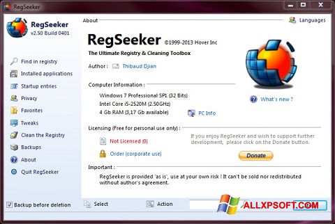 截图 RegSeeker Windows XP