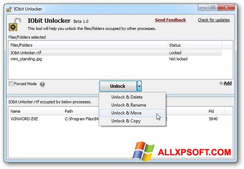 截图 IObit Unlocker Windows XP