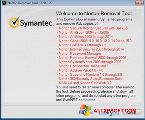 截图 Norton Removal Tool Windows XP