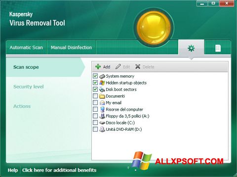 截图 Kaspersky Virus Removal Tool Windows XP