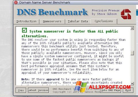 截图 DNS Benchmark Windows XP