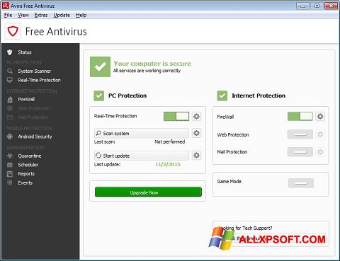 截图 Avira Free Antivirus Windows XP