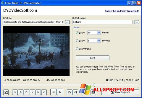 截图 Free Video to JPG Converter Windows XP