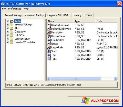 截图 TCP Optimizer Windows XP